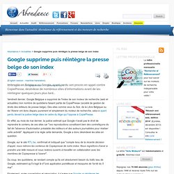 Google supprime puis réintègre la presse belge de son index