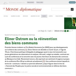 Elinor Ostrom ou la réinvention des biens communs