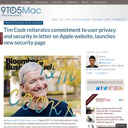 Tim Cook reassures user privacy— launches new security page on Apple website
