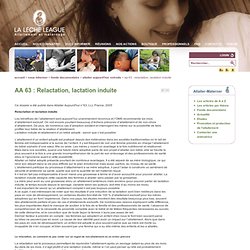 AA 63 : Relactation, lactation induite