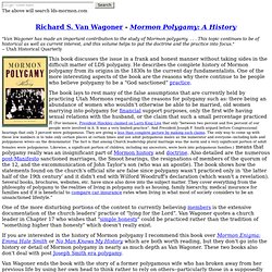 book review and links related to Mormon Polygamy: A History by Richard Van Wagoner