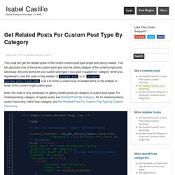 Get Related Posts For Custom Post Type By Category