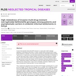 PLOS 03/08/20 High relatedness of invasive multi-drug resistant non-typhoidal Salmonella genotypes among patients and asymptomatic carriers in endemic informal settlements in Kenya