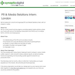 PR & Media Relations Intern: London
