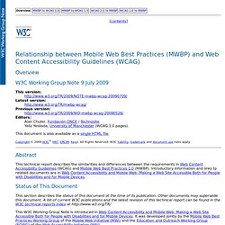 Relationship between Mobile Web Best Practices (MWBP) and Web Content Accessibility Guidelines (WCAG)