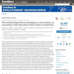 The Relationship between Intelligence and Anxiety: An Association with Subcortical White Matter Metabolism