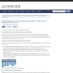 Altimeter Report: The 18 Use Cases of Social CRM, The New Rules