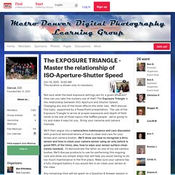 The EXPOSURE TRIANGLE - Master the relationship of ISO-Aperture-Shutter­ Speed - Metro Denver Digital Photography Learning Group (Denver, CO)