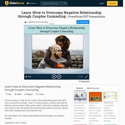 Learn !How to Overcome Negative Relationship through Couples Counseling