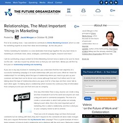 Relationships, The Most Important Thing in Marketing