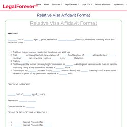 Relative visa affidavit format