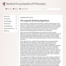 The Linguistic Relativity Hypothesis