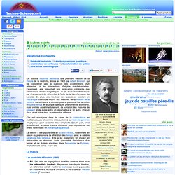 Définition Relativité restreinte - Encyclopédie scientifique en ligne