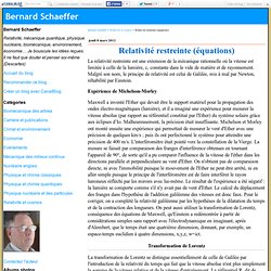 Relativité restreinte (équations) - Bernard Schaeffer