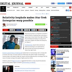 Relativity loophole makes Star Trek Enterprise warp possible