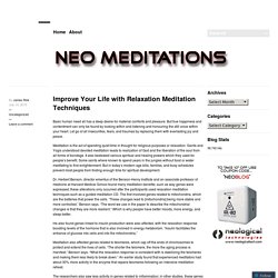 Improve Your Life with Relaxation Meditation Techniques