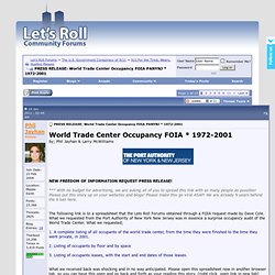 PRESS RELEASE: World Trade Center Occupancy FOIA PANYNJ * 1972-2001