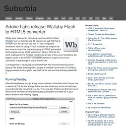 Adobe Labs release Wallaby Flash to HTML5 converter : Suburbia