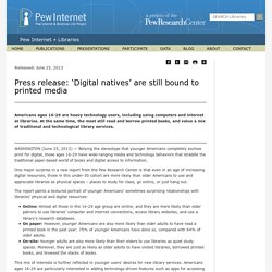 Press release: ‘Digital natives’ are still bound to printed media