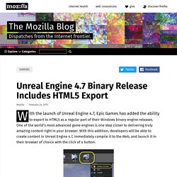 Unreal Engine 4.7 Binary Release Includes HTML5 Export