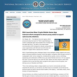 2011 Press Release - NSA Launches New Crypto Mobile Game Appr