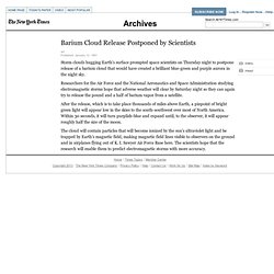 Barium Cloud Release Postponed by Scientists