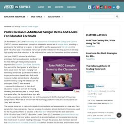 PARCC Releases Additional Sample Items and Looks for Educator Feedback