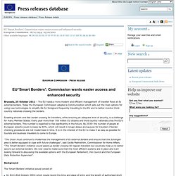 PRESS RELEASES - Press Release - EU 'Smart Borders': Commission wants easier access and enhanced security