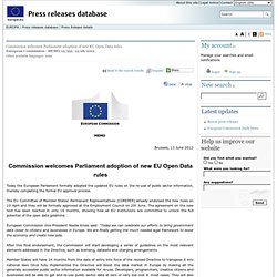 Commission welcomes Parliament adoption of new EU Open Data rules