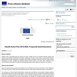 PRESS RELEASES - Press Release - eHealth action plan 2012-2020: Frequently Asked Questions
