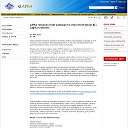 APRA releases final package to implement Basel III capital reforms