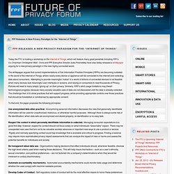 FPF Releases A New Privacy Paradigm for the “Internet of Things” « Future of Privacy