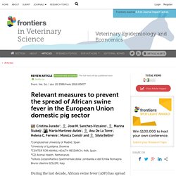 Front. Vet. Sci. 26/03/18 Relevant measures to prevent the spread of African swine fever in the European Union domestic pig sector