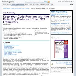 Using the Reliability Features of the .NET Framework