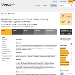 Reliability of Diagnosis and Clinical Efficacy of Cranial Osteopathy: A Systematic Review