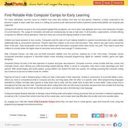 Find Reliable Kids Computer Camps for Early Learning - justpaste.it