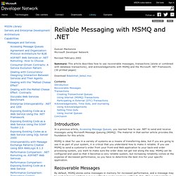 Reliable Messaging with MSMQ and .NET