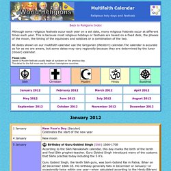 Religious Festivals Calendar