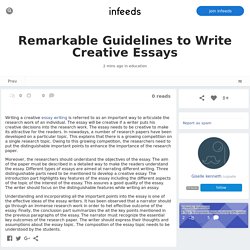 Remarkable Guidelines to Write Creative Essays by /u/giselle