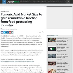 Fumaric Acid Market Size to gain remarkable traction from food processing industry