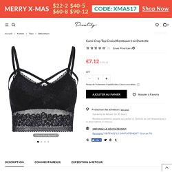 Cami Crop Top Croisé Rembourré en Dentelle, Noir, TAILLE MOYENNE in Débardeurs