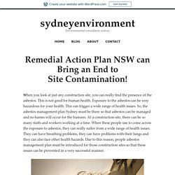 Remedial Action Plan NSW can Bring an End to Site Contamination!