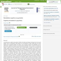 Journal de Thérapie Comportementale et Cognitive - Remédiation cognitive en psychiatrie