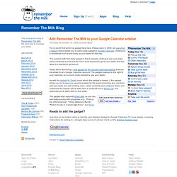 How to add Remember The Milk to your Google Calendar sidebar