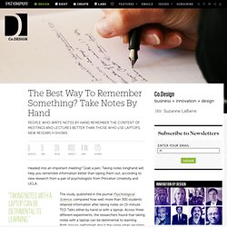 The Best Way To Remember Something? Take Notes By Hand