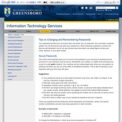 Tips re Passwords