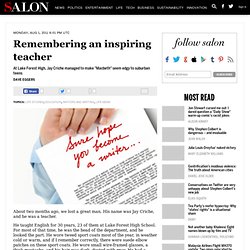 Remembering an inspiring teacher - Life stories