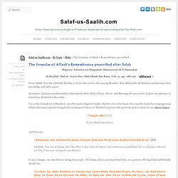 Formulae of Allaah’s Remembrance prescribed after Salah « Salaf-us-Saalih.com