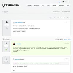 Remove article from Front page - YOOtheme