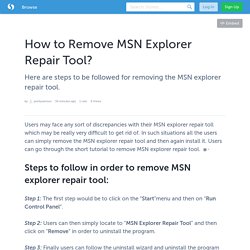 How to Remove MSN Explorer Repair Tool?